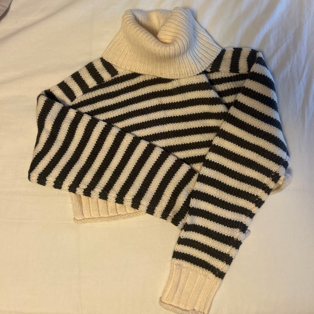 Zara Euro Knit 🧶Striped Turtleneck Sweater